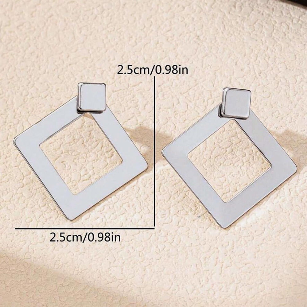 Any 3/$25! Silver Rhombus Studs w/Jacket Backs Earrings - Picture 4 of 5